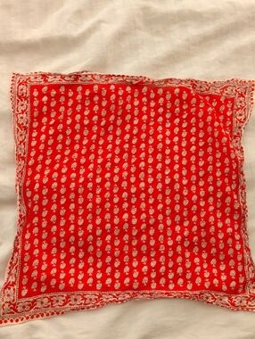 Red Block Print Bandana Scarf